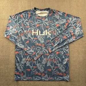 HUK Performance Fishing Shirt Adult Size Medium Long Sleeve Outdoor Casual Men's
